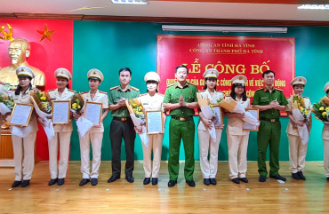 Công an thành phố Hà Tĩnh tổ chức Lễ Công bố quyết định điều động cán bộ đảm nhiệm chức danh Công an xã trên địa bàn thành phố